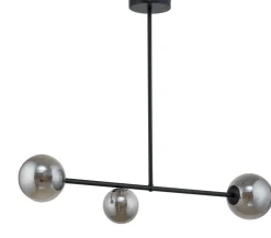 Sigma Deckenlampe 3-flammig Grau Glas Metall Schwarz G9 88 cm< Deckenleuchten|Kugellampen