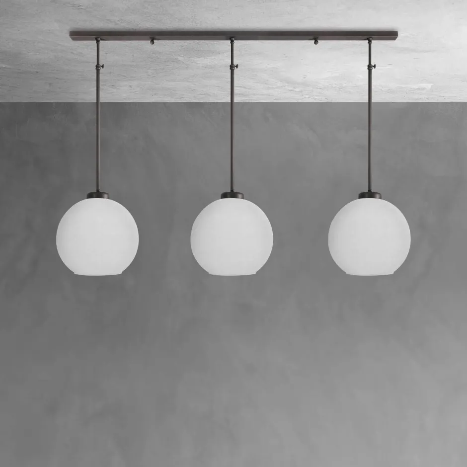 Deckenleuchten|Hängelampen*Giovanni Battista Deckenlampe 3-flammig Messing Glas höhenverstellbar E27