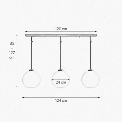 Deckenleuchten|Hängelampen*Giovanni Battista Deckenlampe 3-flammig Messing Glas höhenverstellbar E27