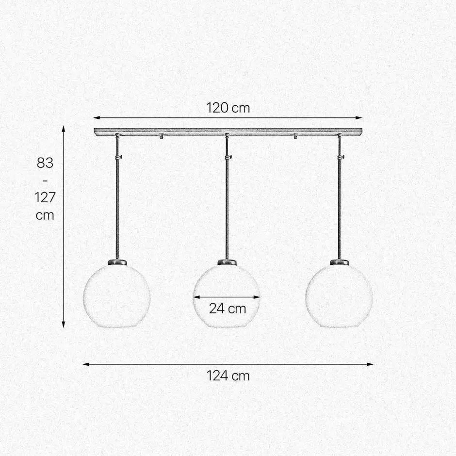 Deckenleuchten|Hängelampen*Giovanni Battista Deckenlampe 3-flammig Messing Glas höhenverstellbar E27