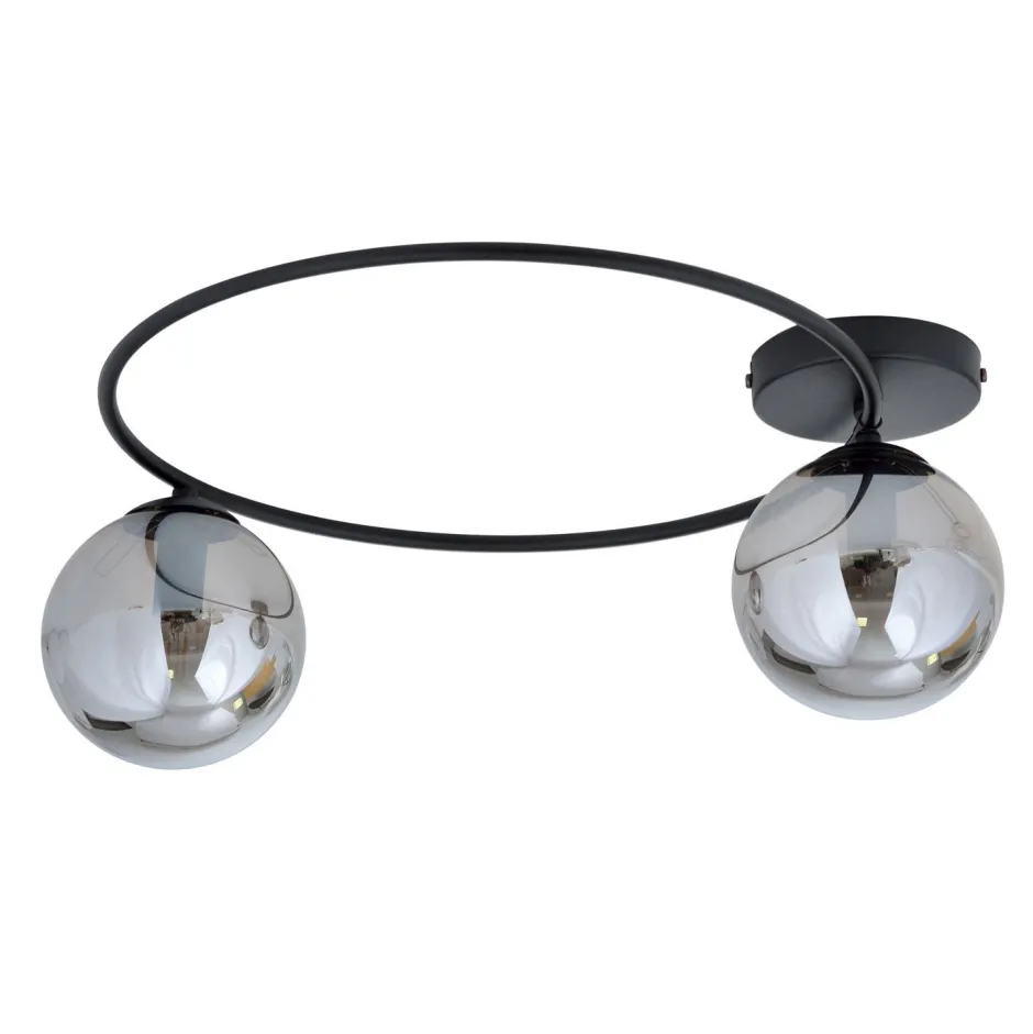 Emibig Deckenlampe 2-flammig rund Ø 47 cm Rauchglas Metall< Deckenleuchten|Flurlampen