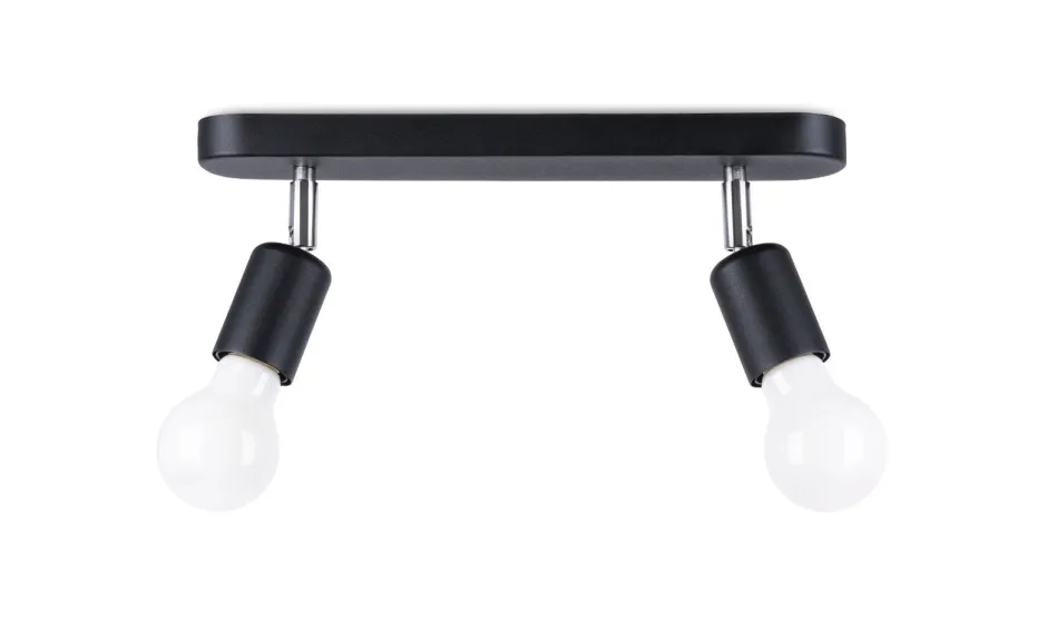 Sollux Deckenlampe 2-flammig Schwarz Metall 33 cm lang E27< Wohnzimmerlampen|Küchenlampen