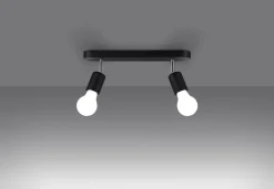 Sollux Deckenlampe 2-flammig Schwarz Metall 33 cm lang E27< Wohnzimmerlampen|Küchenlampen