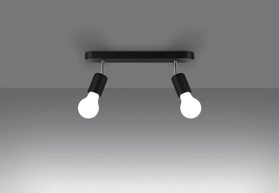 Sollux Deckenlampe 2-flammig Schwarz Metall 33 cm lang E27< Wohnzimmerlampen|Küchenlampen