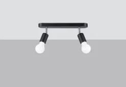 Sollux Deckenlampe 2-flammig Schwarz Metall 33 cm lang E27< Wohnzimmerlampen|Küchenlampen