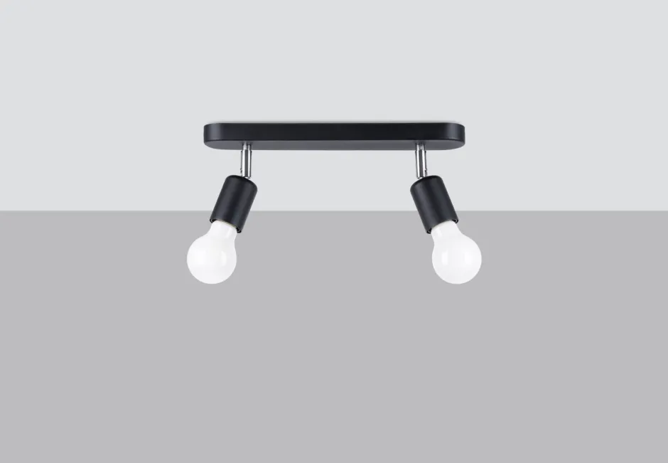 Sollux Deckenlampe 2-flammig Schwarz Metall 33 cm lang E27< Wohnzimmerlampen|Küchenlampen