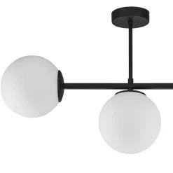 TK Lighting Deckenlampe 3-flammig Schwarz Weiß Glas Metall< Deckenleuchten|Bürolampen