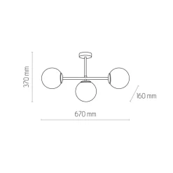 TK Lighting Deckenlampe 3-flammig Schwarz Weiß Glas Metall< Deckenleuchten|Bürolampen