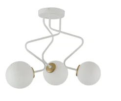 Deckenleuchten|Kugellampen*Sigma Deckenlampe 3-flammig Weiß Gold Metall Glas satiniert