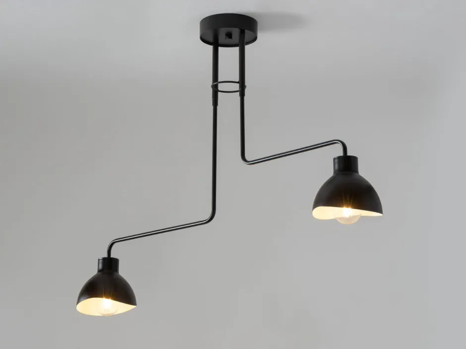 Deckenleuchten|Moderne Lampen*Sigma Deckenlampe 2-flammig Weiß Schwarz E27 L:93 cm länglich