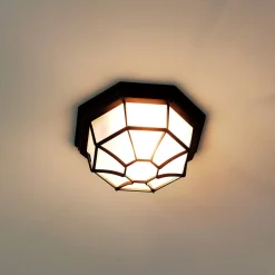 Rustikale Lampen|Feuchtraumleuchten*Easylight Deckenlampe für Außen Schwarz rustikal IP44 MILANO