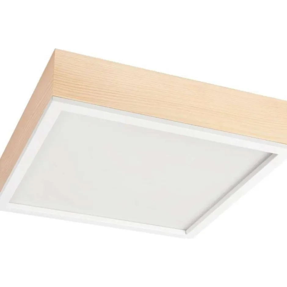 Deckenleuchten|Flurlampen*Lamkur Deckenlampe Glas blendarm Holz Pinie E27 B:38,5 cm
