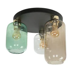 Glaslampen|Jugendstil Lampen*TK Lighting Deckenlampe Glas 3-flammig farbig Ø 44 cm elegant