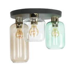 Glaslampen|Jugendstil Lampen*TK Lighting Deckenlampe Glas 3-flammig farbig Ø 44 cm elegant