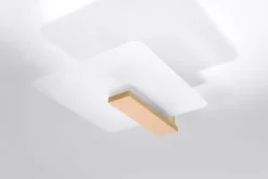 Flurlampen|Bürolampen*Sollux Deckenlampe Glas Holz 47,5 cm lang blendarm 2x E27