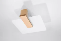 Flurlampen|Bürolampen*Sollux Deckenlampe Glas Holz 47,5 cm lang blendarm 2x E27