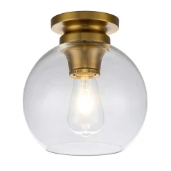 Elstead Deckenlampe Glas Kugel Schirm Ø 21,6 cm in Messing brüniert< Flurlampen|Bürolampen