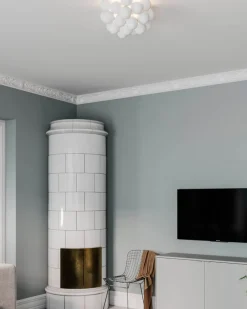 Deckenleuchten|Flurlampen*By Rydéns Deckenlampe Glas Metall 50 cm breit Weiß matt G9 Modern