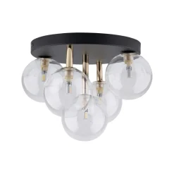 TK Lighting Deckenlampe Glas Metall Ø 35 cm klein Schwarz Gold 5x G9< Deckenleuchten|Badezimmer Lampe