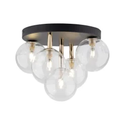 TK Lighting Deckenlampe Glas Metall Ø 35 cm klein Schwarz Gold 5x G9< Deckenleuchten|Badezimmer Lampe