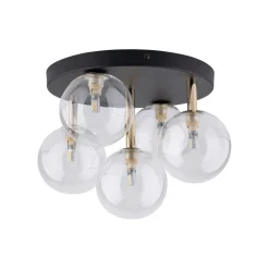 TK Lighting Deckenlampe Glas Metall Ø 35 cm klein Schwarz Gold 5x G9< Deckenleuchten|Badezimmer Lampe