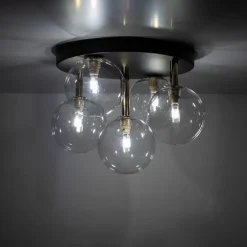 TK Lighting Deckenlampe Glas Metall Ø 35 cm klein Schwarz Gold 5x G9< Deckenleuchten|Badezimmer Lampe