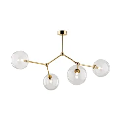 TK Lighting Deckenlampe Glas Metall 74 cm lang in Gold 4x G9 VINZA< Deckenleuchten|Badezimmer Lampe