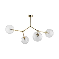 TK Lighting Deckenlampe Glas Metall 74 cm lang in Gold 4x G9 VINZA< Deckenleuchten|Badezimmer Lampe