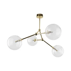 TK Lighting Deckenlampe Glas Metall 74 cm lang in Gold 4x G9 VINZA< Deckenleuchten|Badezimmer Lampe