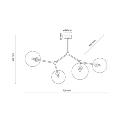 TK Lighting Deckenlampe Glas Metall 74 cm lang in Gold 4x G9 VINZA< Deckenleuchten|Badezimmer Lampe