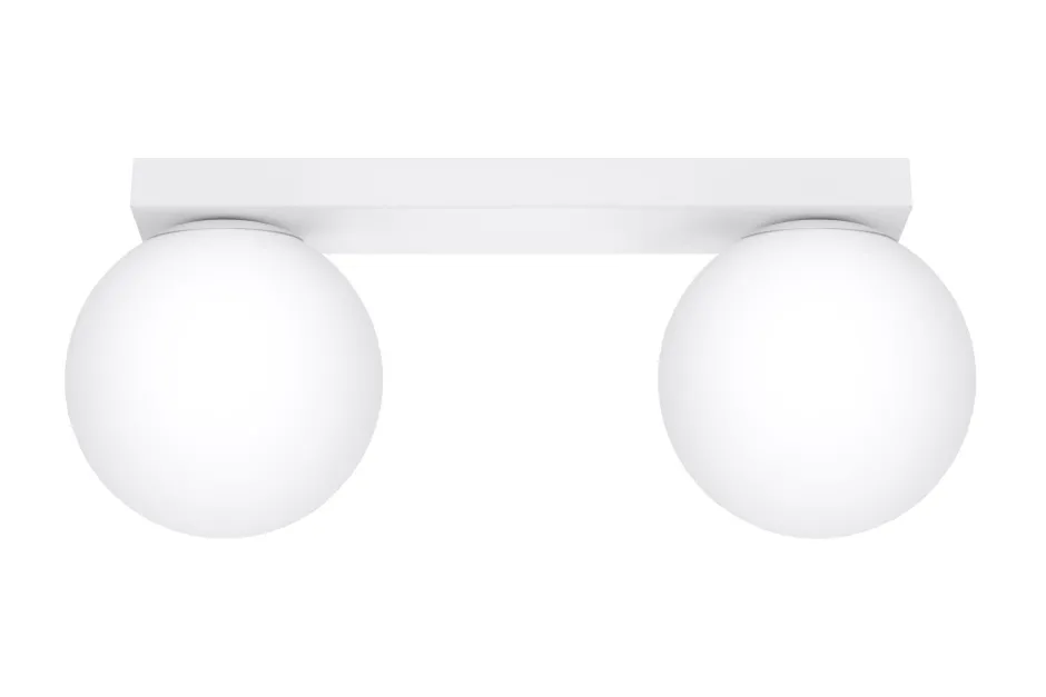 Wohnzimmerlampen|Glaslampen*Sollux Deckenlampe Glas Metall 34,5 cm 2x G9 Weiß Kugelschirme