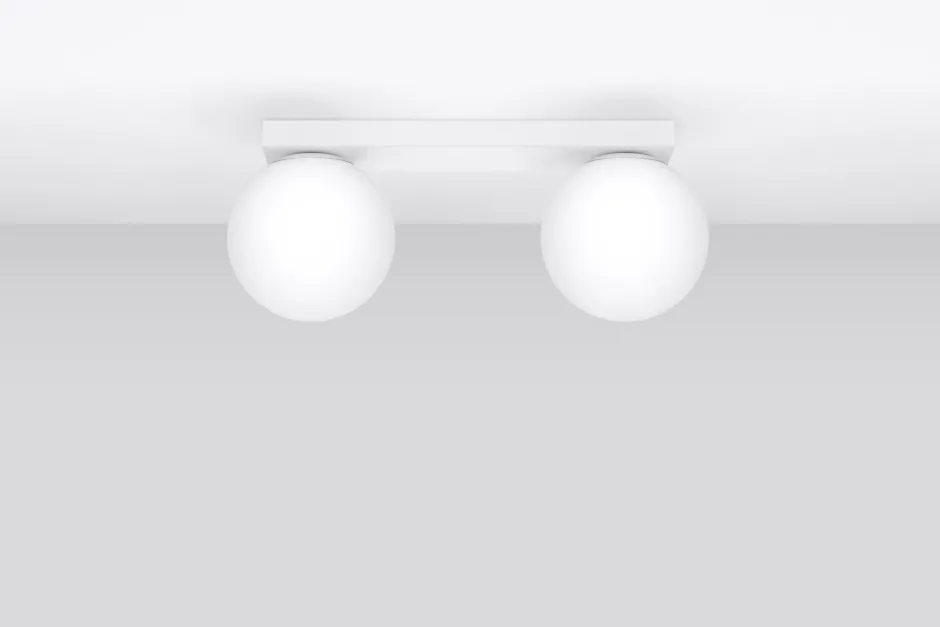 Wohnzimmerlampen|Glaslampen*Sollux Deckenlampe Glas Metall 34,5 cm 2x G9 Weiß Kugelschirme