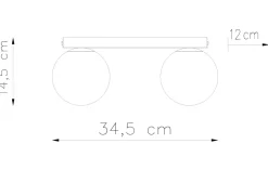 Wohnzimmerlampen|Glaslampen*Sollux Deckenlampe Glas Metall 34,5 cm 2x G9 Weiß Kugelschirme