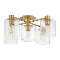 Flurlampen|Bürolampen*Elstead Deckenlampe Glas Metall E27 80,8 cm breit in Messing antik