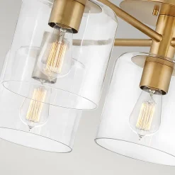 Flurlampen|Bürolampen*Elstead Deckenlampe Glas Metall E27 80,8 cm breit in Messing antik