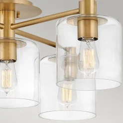 Flurlampen|Bürolampen*Elstead Deckenlampe Glas Metall E27 80,8 cm breit in Messing antik