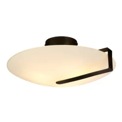 Searchlight Deckenlampe Glas Metall E27 Ø40,5 cm rund Schwarz Weiß< Flurlampen|Wohnzimmerlampen