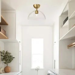 Deckenleuchten|Flurlampen*Elstead Deckenlampe Glas Metall E27 Ø 30,5 cm in Gold gebürstet