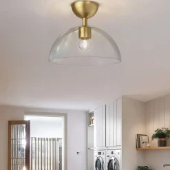 Deckenleuchten|Flurlampen*Elstead Deckenlampe Glas Metall E27 Ø 30,5 cm in Gold gebürstet