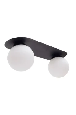 Flurlampen|Bürolampen*Belis Deckenlampe Glas Metall E27 2-flammig Schwarz Weiß