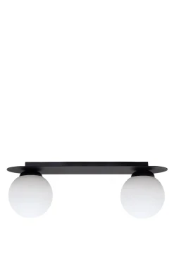 Flurlampen|Bürolampen*Belis Deckenlampe Glas Metall E27 2-flammig Schwarz Weiß