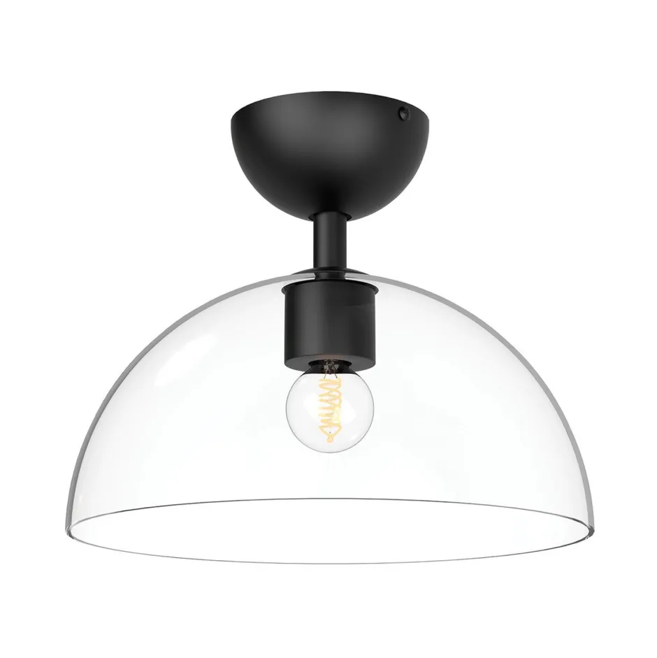 Elstead Deckenlampe Glas Metall E27 D: 30,5 cm rund Schwarz< Deckenleuchten|Flurlampen