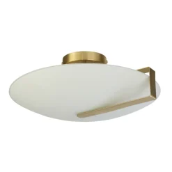 Flurlampen|Wohnzimmerlampen*Searchlight Deckenlampe Glas Metall E27 Ø40,5 cm rund in Gold Weiß