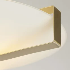 Flurlampen|Wohnzimmerlampen*Searchlight Deckenlampe Glas Metall E27 Ø40,5 cm rund in Gold Weiß