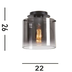 Searchlight Deckenlampe Glas Metall in Schwarz Rauchgrau B:22 cm< Deckenleuchten|Flurlampen