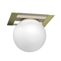 Luminex Deckenlampe Glas Metall in Beige Gold B:22 cm E27 Kugel< Deckenleuchten|Flurlampen