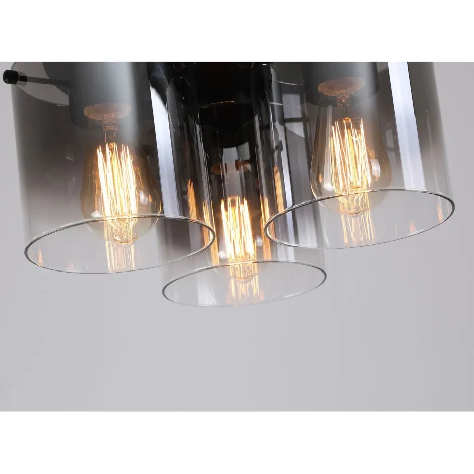 Searchlight Deckenlampe Glas Metall in Schwarz Rauchgrau 3-flammig< Flurlampen|Wohnzimmerlampen