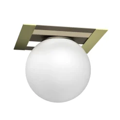 Luminex Deckenlampe Glas Metall in Gold Weiß B:22 cm E27 Kugel< Deckenleuchten|Badezimmer Lampe