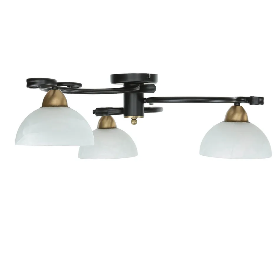 Glaslampen|Metall Lampen*Luminex Deckenlampe Glas Metall Schwarz Weiß Messing 3-flammig