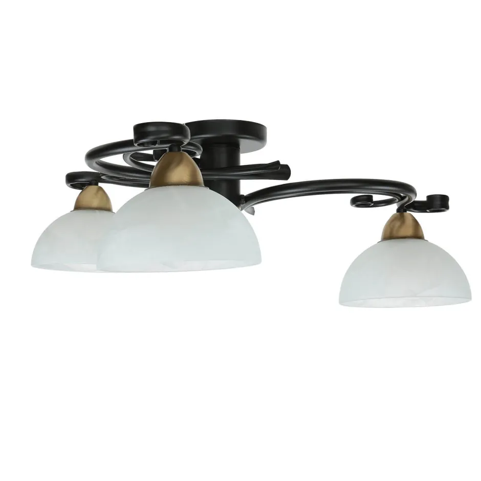 Glaslampen|Metall Lampen*Luminex Deckenlampe Glas Metall Schwarz Weiß Messing 3-flammig